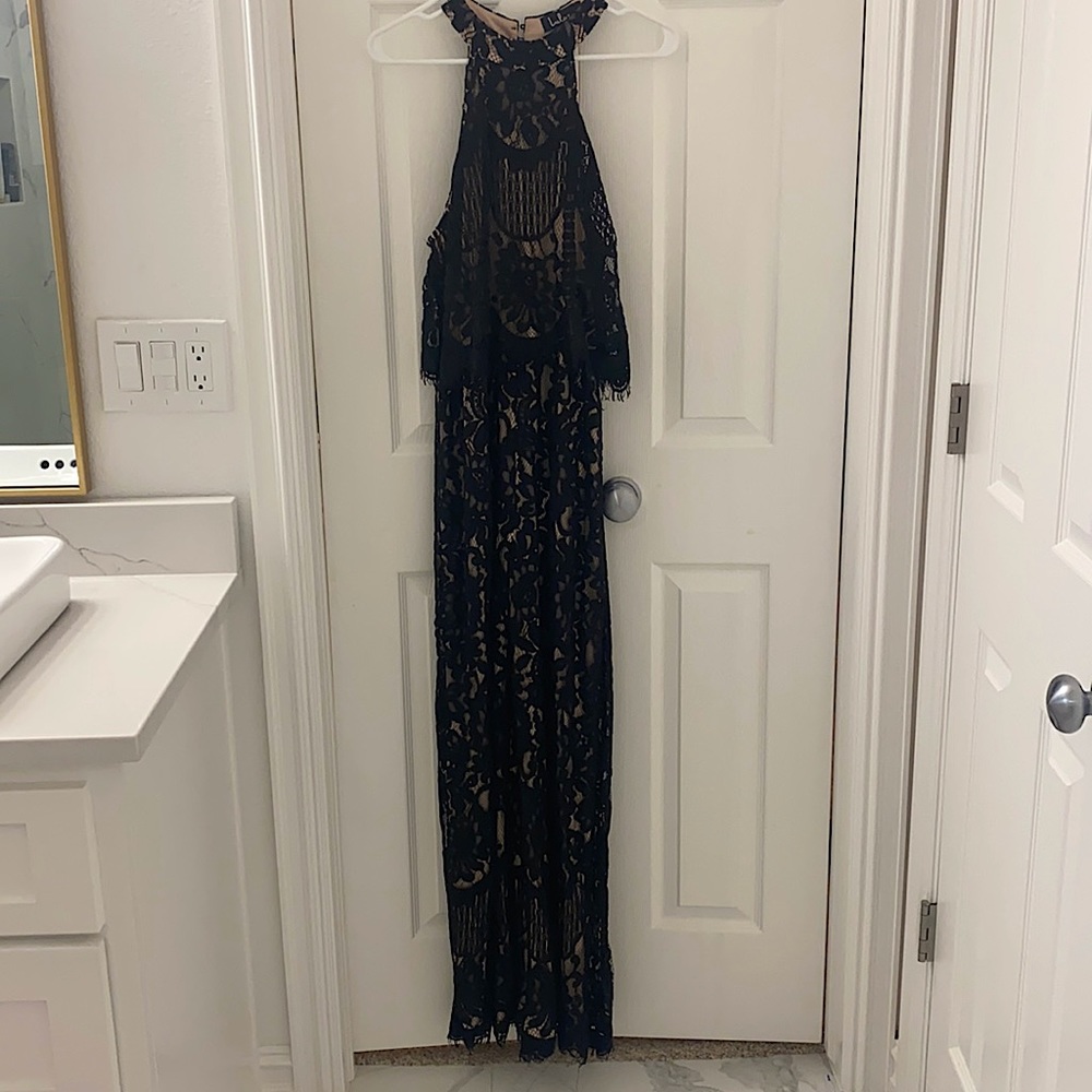 Lulus black and nude lace jumpsuit